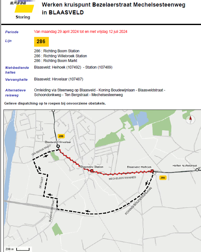LIJN 286 RICHTING BOOM