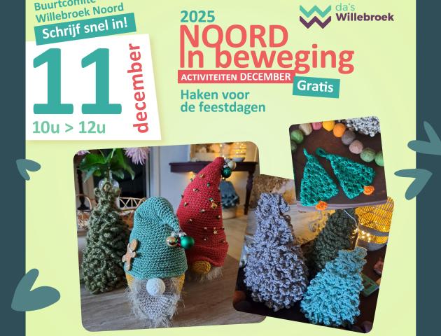 GRATIS Workshop: Haken voor de feestdagen © Buurtwerking Wijk Willebroek Noord