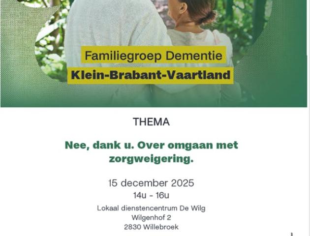 Familiegroep Dementie Klein-Brabant-Vaartland: omgaan met zorgweigering © Alzheimerliga